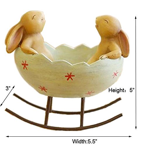 Laughing Bunny Rocking in an Easter Egg Cradle Spring Easter Decoration