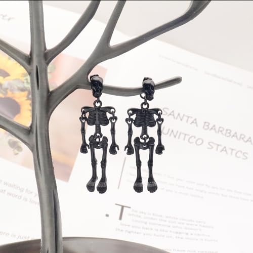 Gothic Skeleton Unique Earrings Punk Human Skull Funny Earrings Ghost Groom Bride Halloween Earrings