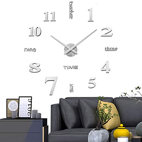 3D DIY Wall Clock Decor Sticker Mirror Frameless