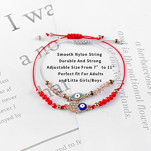 Colorful Evil Eye Bracelets Adjustable String knot Buckle Cross