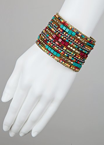 Bohemian Multi-Colored Beaded Cuff Bracelets for Women