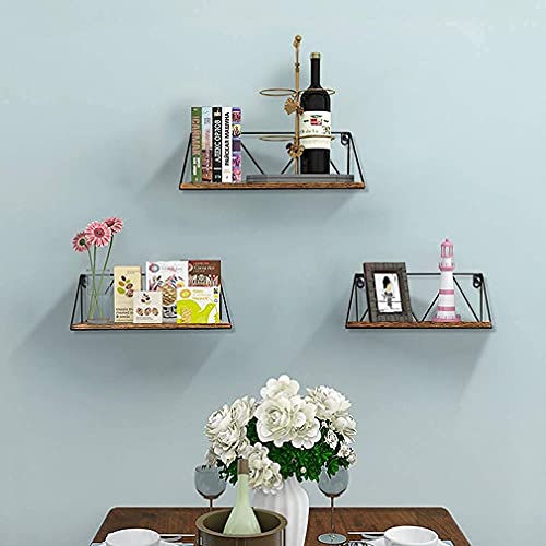 Floating Wall Shelves Set of 3 Rustic Wood Storage Shelf