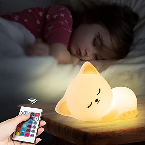 7 Colors Cute Kitty Night Lights for Kids Room & Cat Lovers