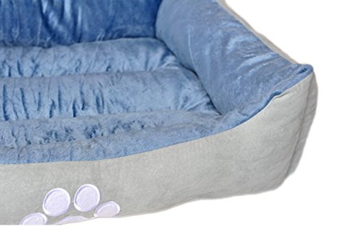 Reversible Rectangle Pet Bed w/ Dog Paw Printing, 25 by 21 inches