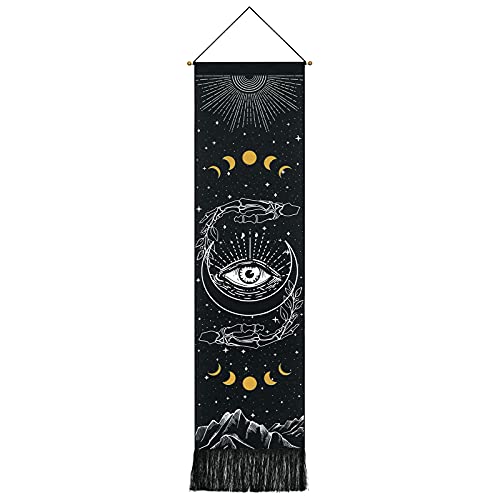 Skull Tapestry Moon Phase Tapestry Stars Starry  Black Skeleton Tapestry Butterflies Tapestry