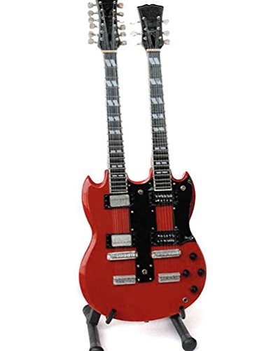 Jimmy Page Miniature Guitar - Led Zep - Double Neck - Wood Replica 10"