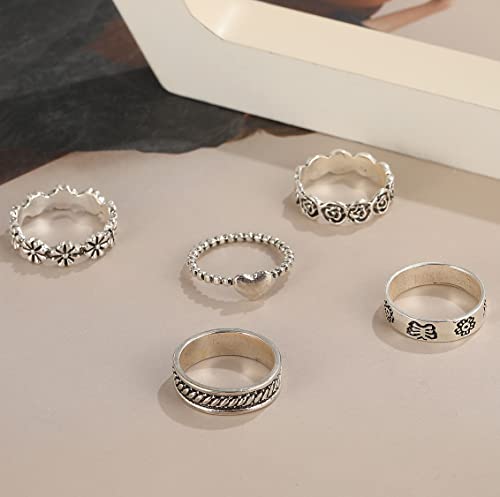 Vintage Silver Knuckle Rings Set for Women