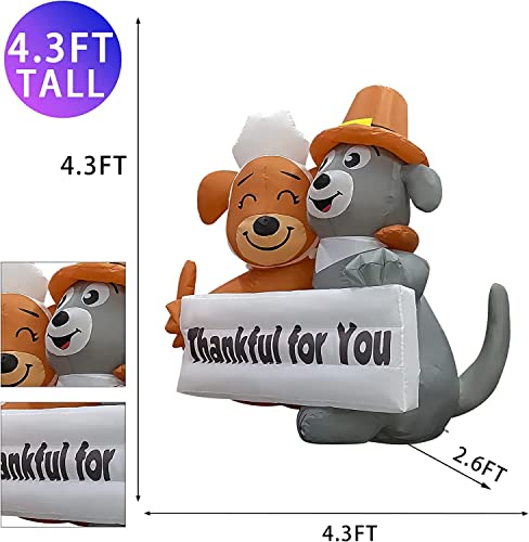 4.3FT  Dog Couple w/ Built-in LEDs Thanksgiving Decoration