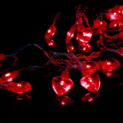 14.5ft 40LED Valentines Day Decorations String Lights, Heart Shape