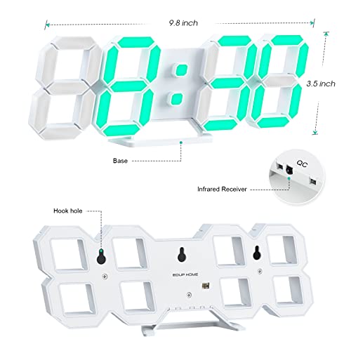 7 Colors LED 3D Digital Alarm Clock w/ Remote, 9.7"