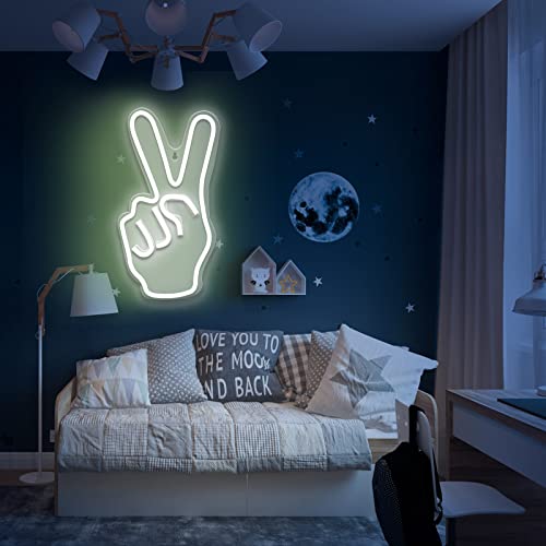 Peace Hand Neon Signs for Wall Decoration 14.4 x 7.08 inch