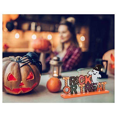 3 Pieces Happy Halloween Wooden Centerpiece Signs Decoration