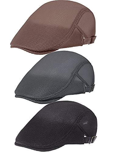 3 Pieces Mesh Newsboy Beret Cap- Breathable & Adjustable