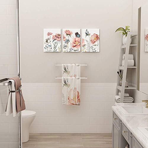 Pink Blossom Flower Wall Art Canvas 12×16 Inch, 3 Panels