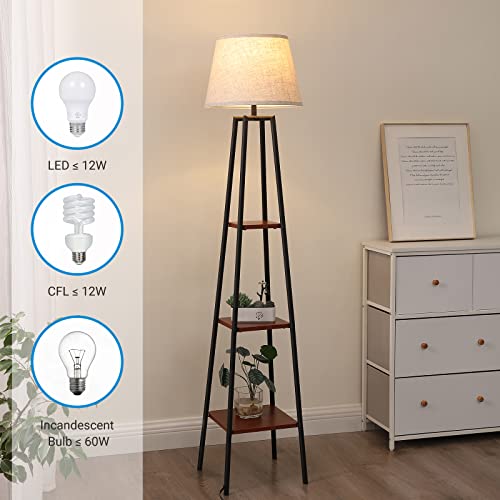 65" Farmhouse Floor Lamp w/ 3 Tiers Shelves