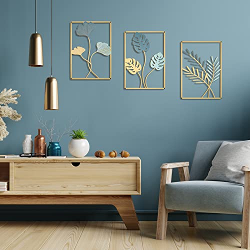 3 Pcs Metal Leaf Wall Decoration