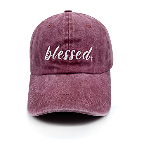 Embroidered Blessed Washed Cotton Baseball Cap for Men/Women