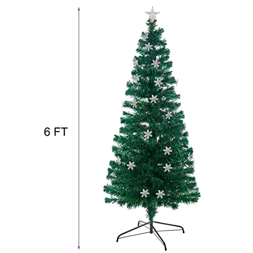 Pre-Lit Optical Fiber Christmas Artificial Tree w/ LED RGB Color Changing Lights