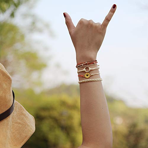 Sunflower String Bracelet Handmade Braided Rope Charms Boho Surfer Bracelet