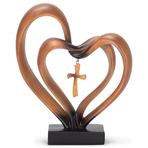 Marriage Takes Three Hearts Matte Silver Finish 13X8 inch Cross in Middle Home Decoration