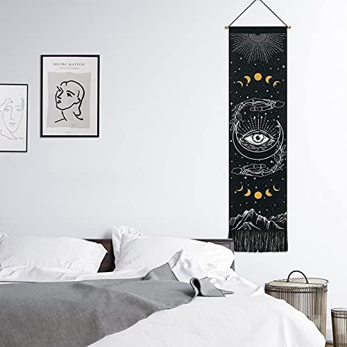 Skull Tapestry Moon Phase Tapestry Stars Starry  Black Skeleton Tapestry Butterflies Tapestry