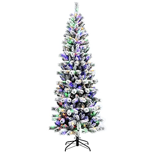 5f/6ft Pre-lit Snow Flocked Christmas Tree Decoration