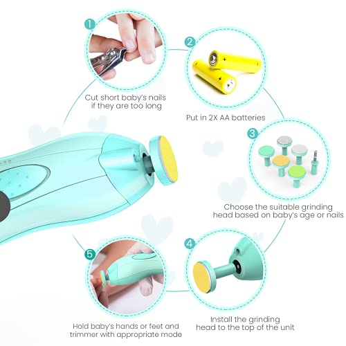 Electric Baby Nail Filer & Baby Nail Clippers w/ Light Set