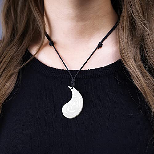 Obsidian Dragon & Phoenix Yin Yang Pendant Necklaces for Couples