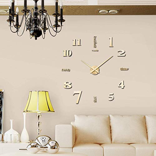 3D DIY Wall Clock Decor Sticker Mirror Frameless