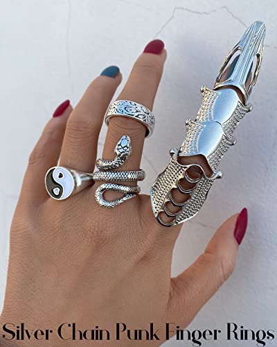 Vintage Silver Open Punk Rings for Men Women