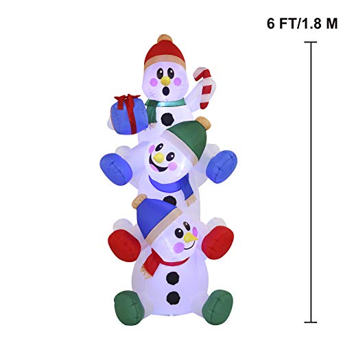 6 FT Snowman Inflatable with Build-in LEDs