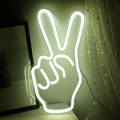 Peace Hand Neon Signs for Wall Decoration 14.4 x 7.08 inch