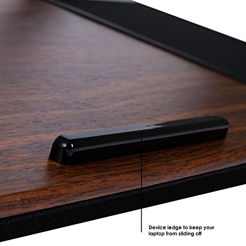 Home/Office Lap Desk w/ Device Ledge, Mouse Pad, & Phone Holder - Black -Fits Up to 15.6 Inch Laptops