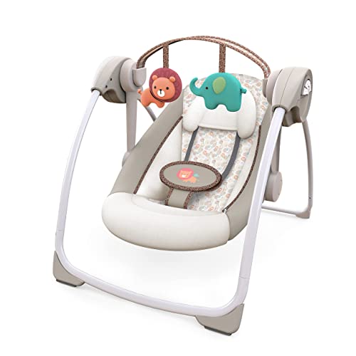 6-Speed Compact Portable Baby Swing w/ Music & Bar, Folds for Easy Travel