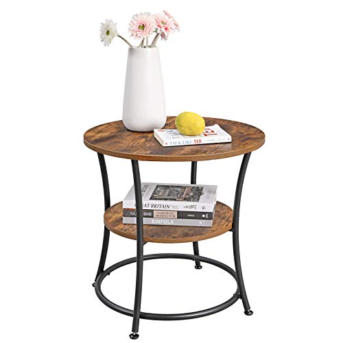 Round End Table with 2 Shelves