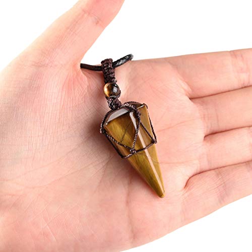 Healing Crystal GemStone Pointed Pendant Necklaces for Men/Women