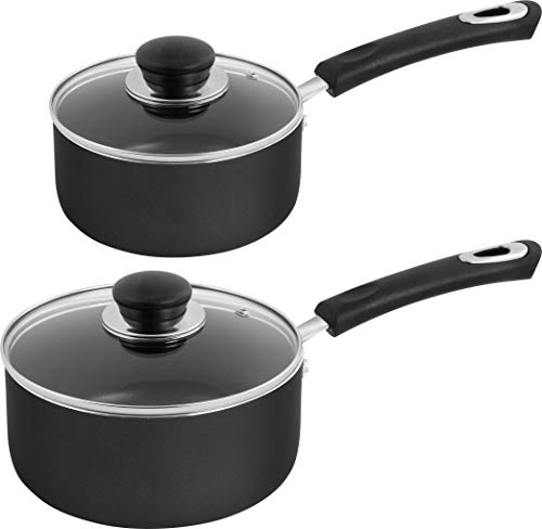 Nonstick Saucepan Set - 1 Quart and 2 Quart - Glass Lid - Multipurpose Use