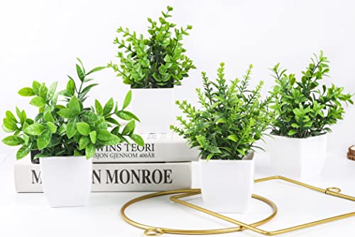 4 Packs Fake Plants Mini Artificial Greenery Potted Plants for home, office