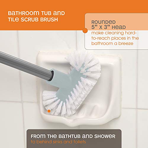 Extendable Bathroom Tub and Tile, Graphite/Aqua Bathtub Scrubber, 40.8" x 2.5" x 10"