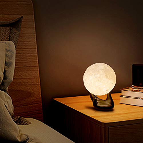 3.5 inch 3D Printing Moon Lamp  w/ Handstand, USB Charging & Touch Control