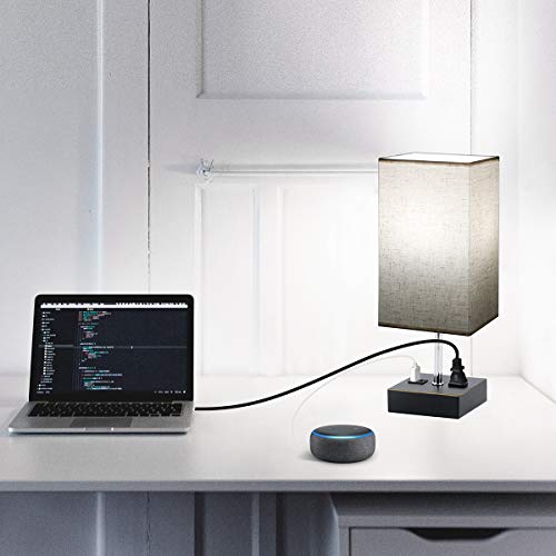 Touch Control Bedside Lamp, USB w/ 4 Bulbs,3 Way Dimmable w/ 2 USB Ports & AC Outlet