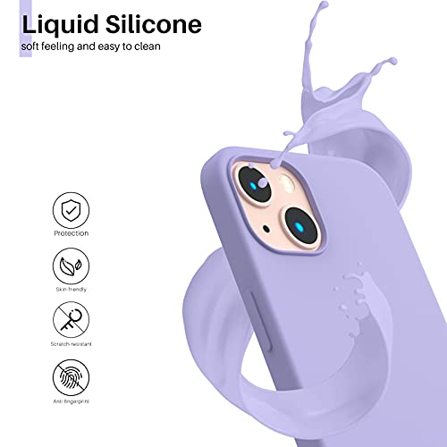 Compatible with iPhone 13 Case 6.1, Slim Liquid Silicone 3 Layers Full Covered Soft Gel Rubber Case Cover