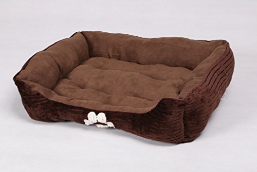 Reversible Rectangle Pet Bed w/ Dog Paw Printing, 25 by 21 inches