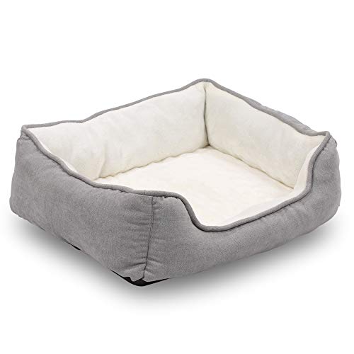 Reversible Rectangle Pet Bed w/ Dog Paw Printing, 25 by 21 inches