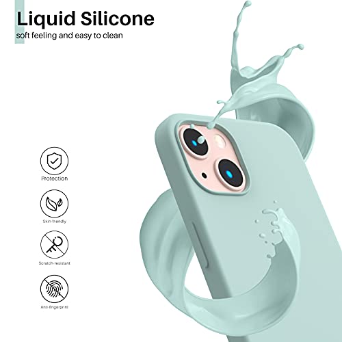 Compatible with iPhone 13 Case 6.1, Slim Liquid Silicone 3 Layers Full Covered Soft Gel Rubber Case Cover