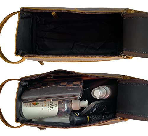 Leather Toiletry Bag - Hygiene Organizer Travel Kit