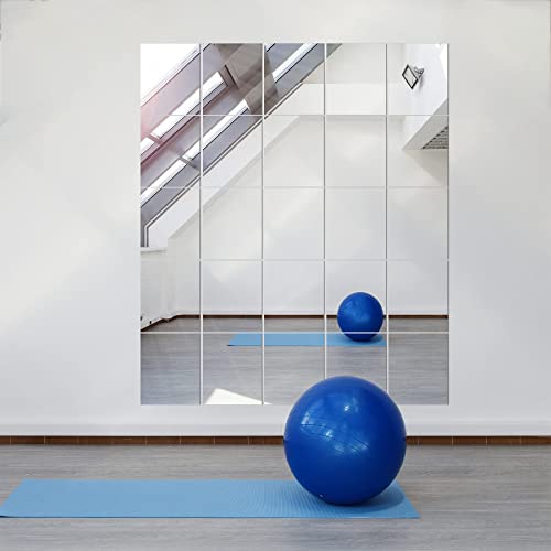 Glass Full Length Wall Mirror Tiles, 14'' x 12'' x 4PCS, Frameless Full Body