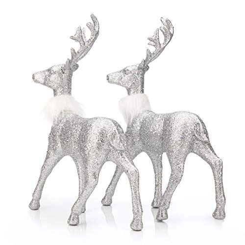 2 Pcs Glitter Reindeer Christmas Decoration