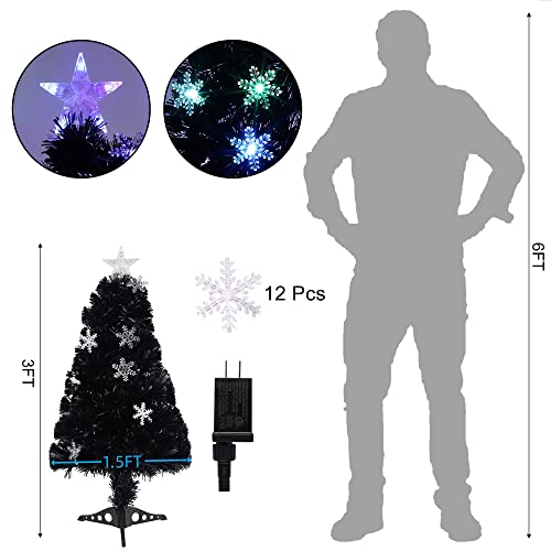 Pre-Lit Optical Fiber Christmas Artificial Tree w/ LED RGB Color Changing Lights