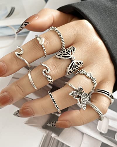 Vintage Silver Open Punk Rings for Men Women